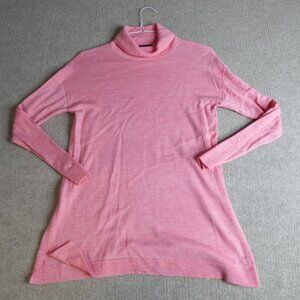 Talbots Womens Sweater Medium Pink Solid Merino Wool Turtleneck